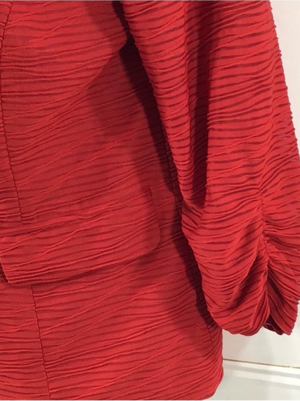 Chico's Red Textured Single-Button Blazer - Picture 4 of 11
